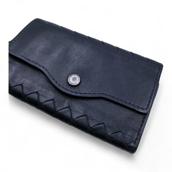 BOTTEGA VENETA Vintage Intrecciato Woven Leather Key CAse Black - Picture 2 of 7